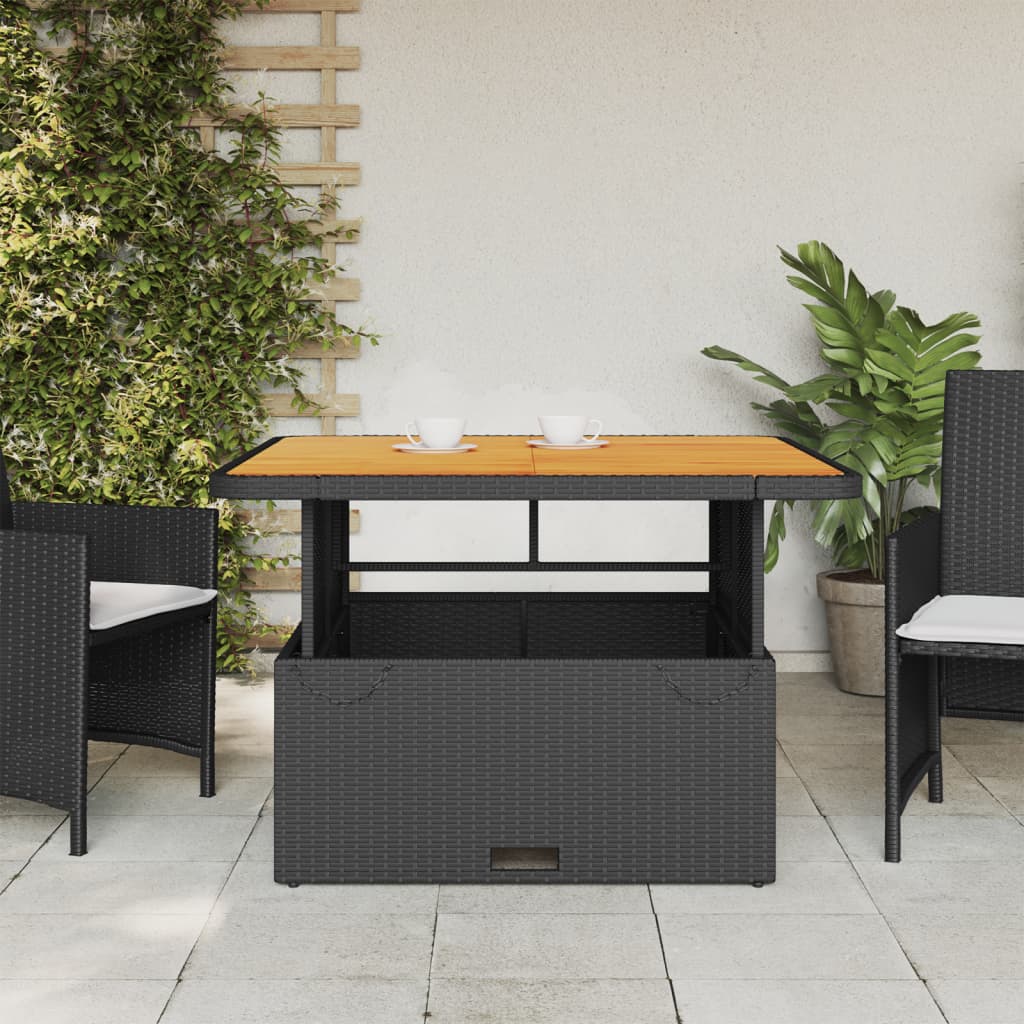 Table de jardin 80x80x71 cm poly rotin et bois d'acacia