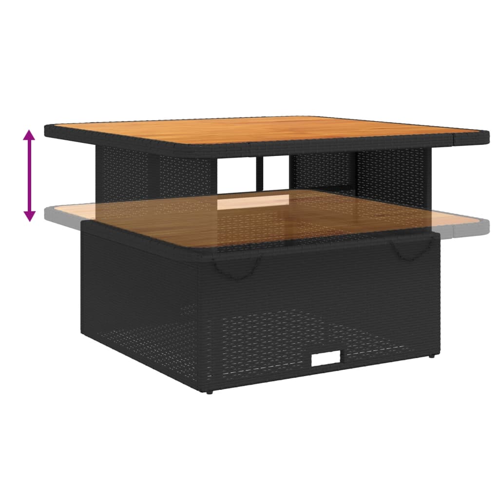 Table de jardin 80x80x71 cm poly rotin et bois d'acacia