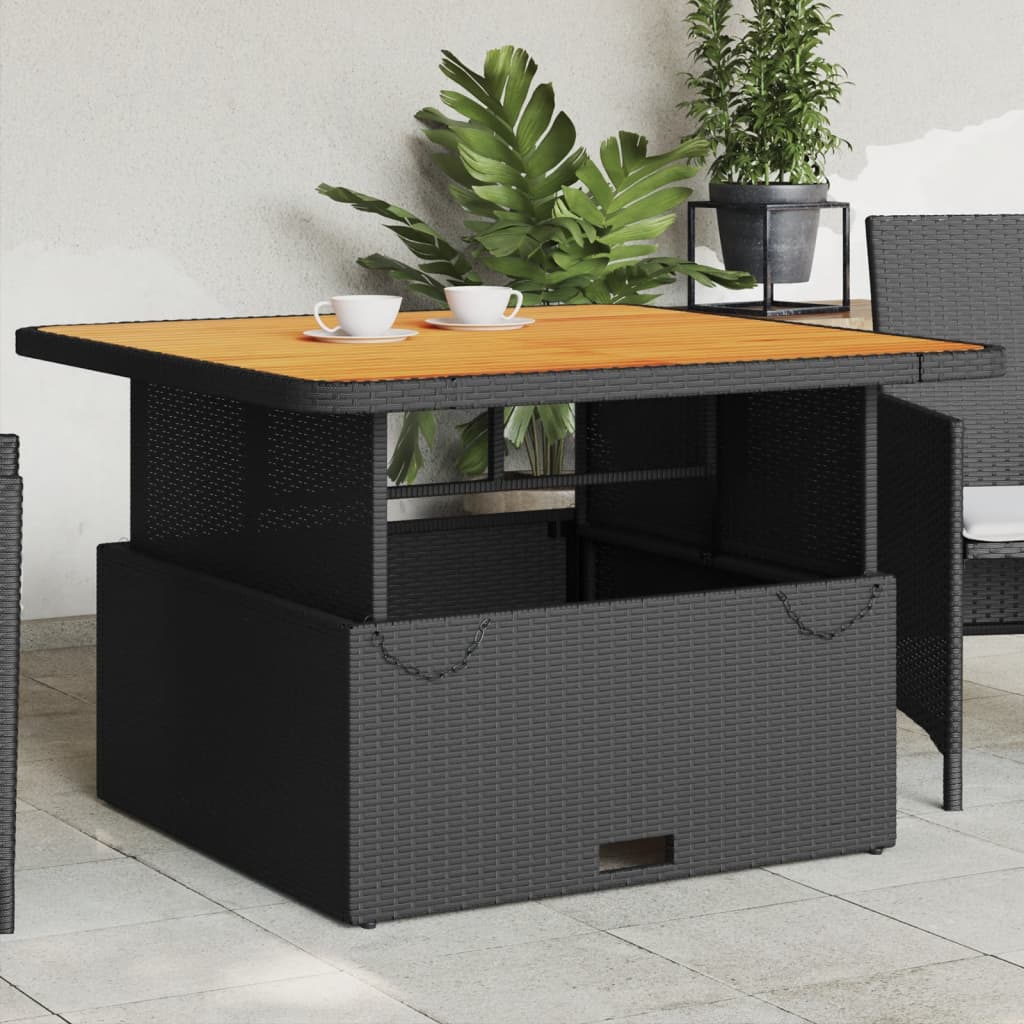 Tuintafel 80x80x71 cm poly rattan en acaciahout