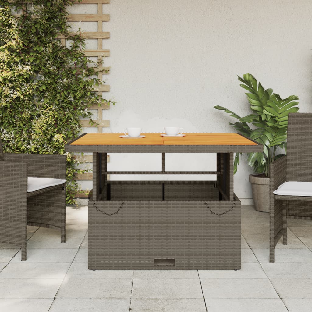 Table de jardin 80x80x71 cm poly rotin et bois d'acacia