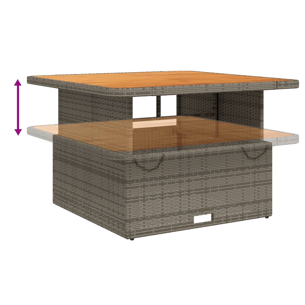 Table de jardin 80x80x71 cm poly rotin et bois d'acacia