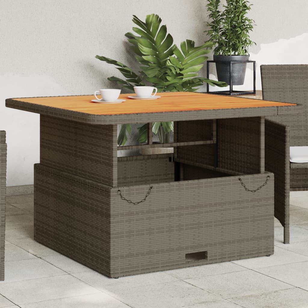 Tuintafel 80x80x71 cm poly rattan en acaciahout