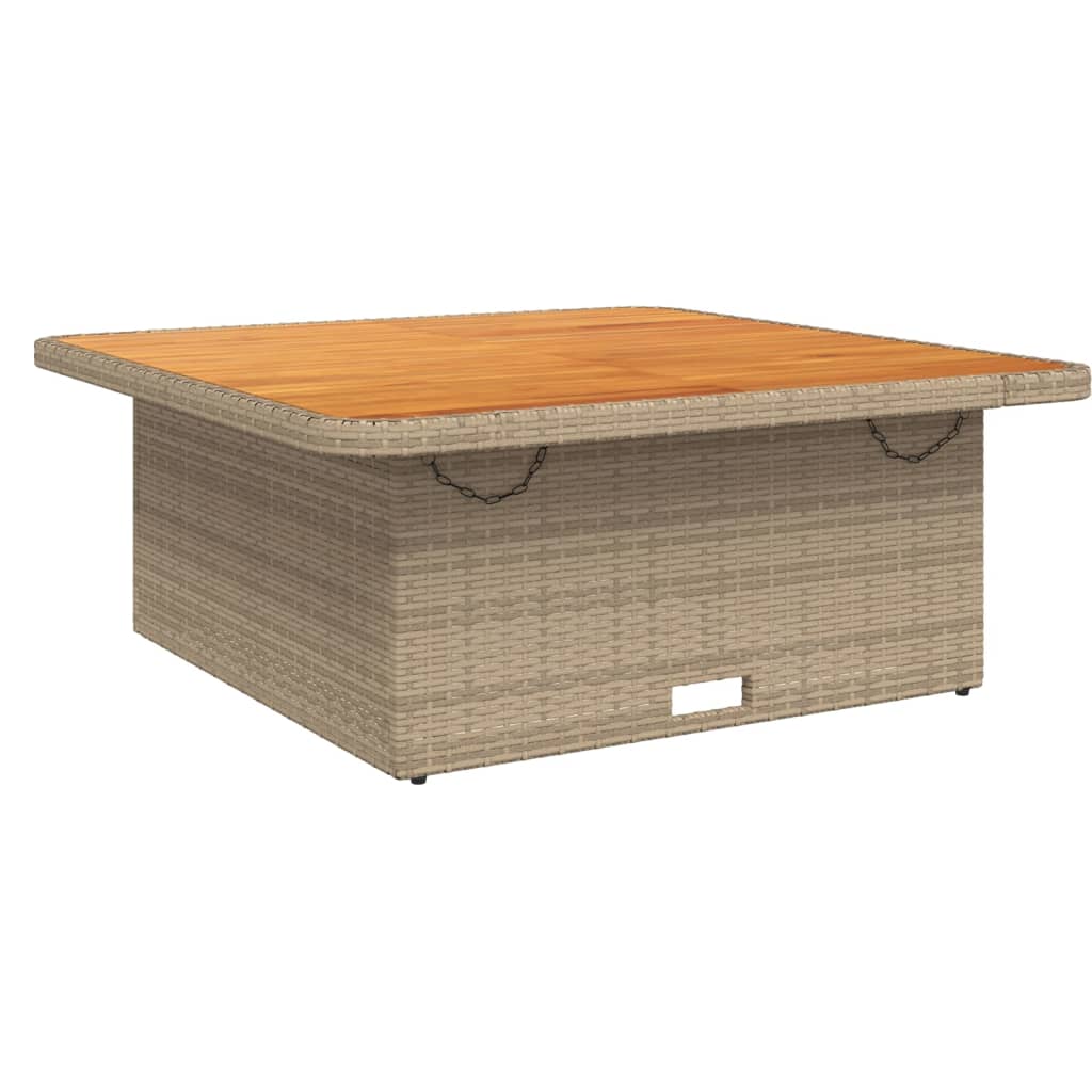 Table de jardin 80x80x71 cm poly rotin et bois d'acacia