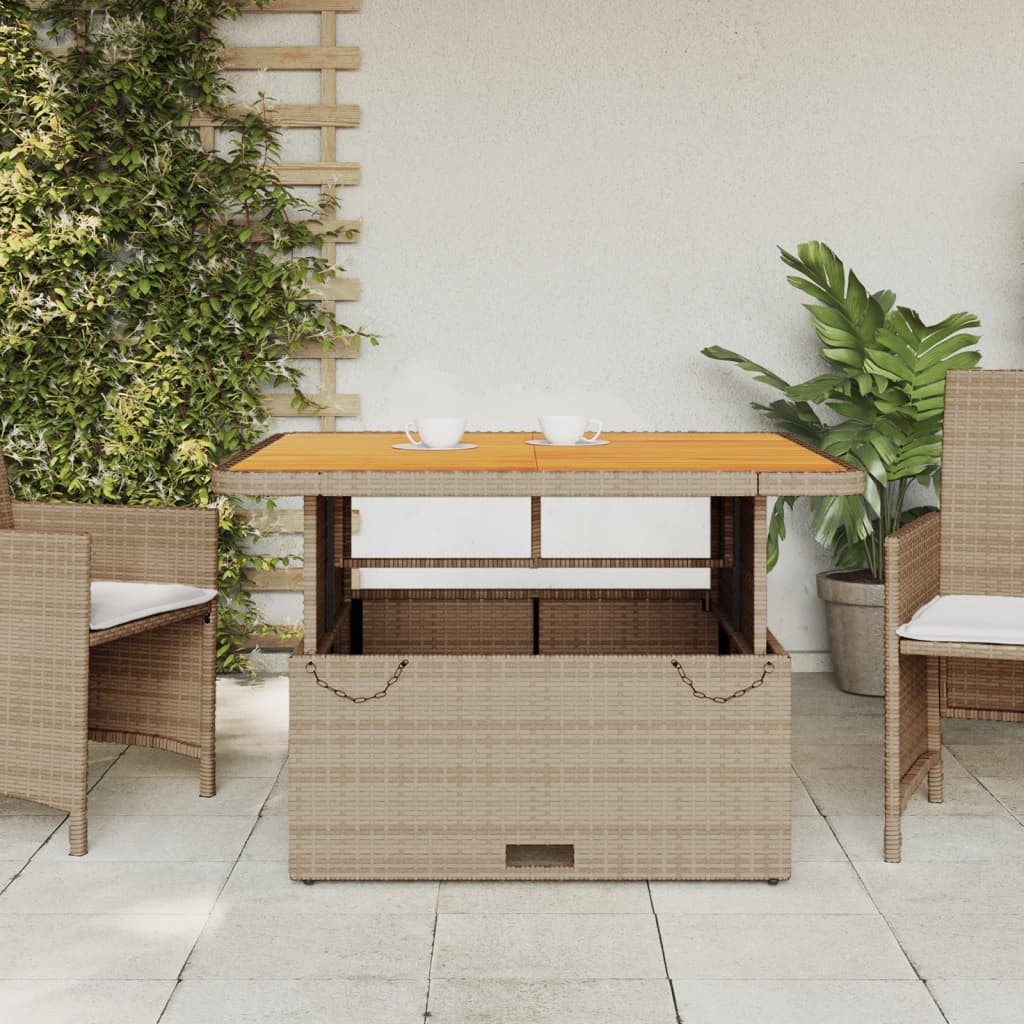 Table de jardin 80x80x71 cm poly rotin et bois d'acacia