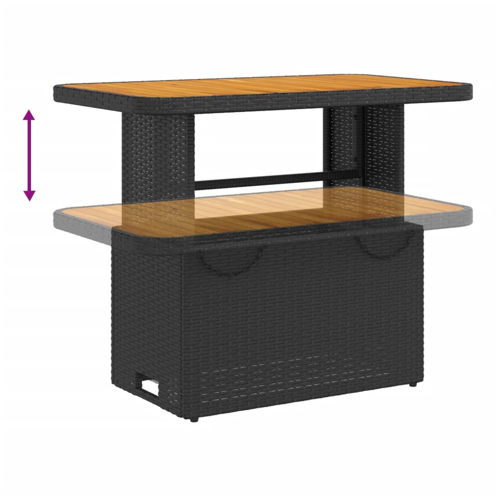 Table de jardin 80x80x71 cm poly rotin et bois d'acacia