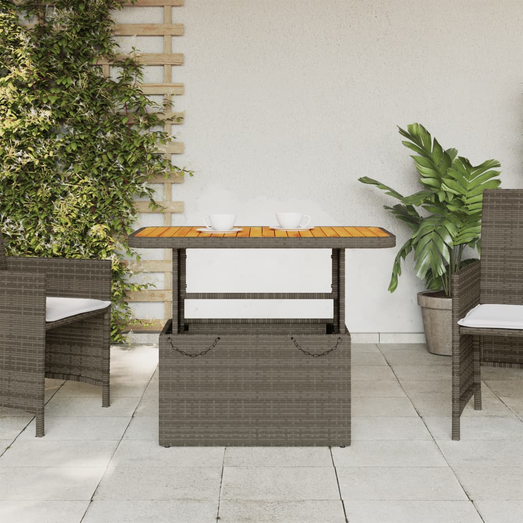 Table de jardin 80x80x71 cm poly rotin et bois d'acacia