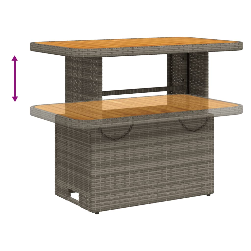 Table de jardin 80x80x71 cm poly rotin et bois d'acacia