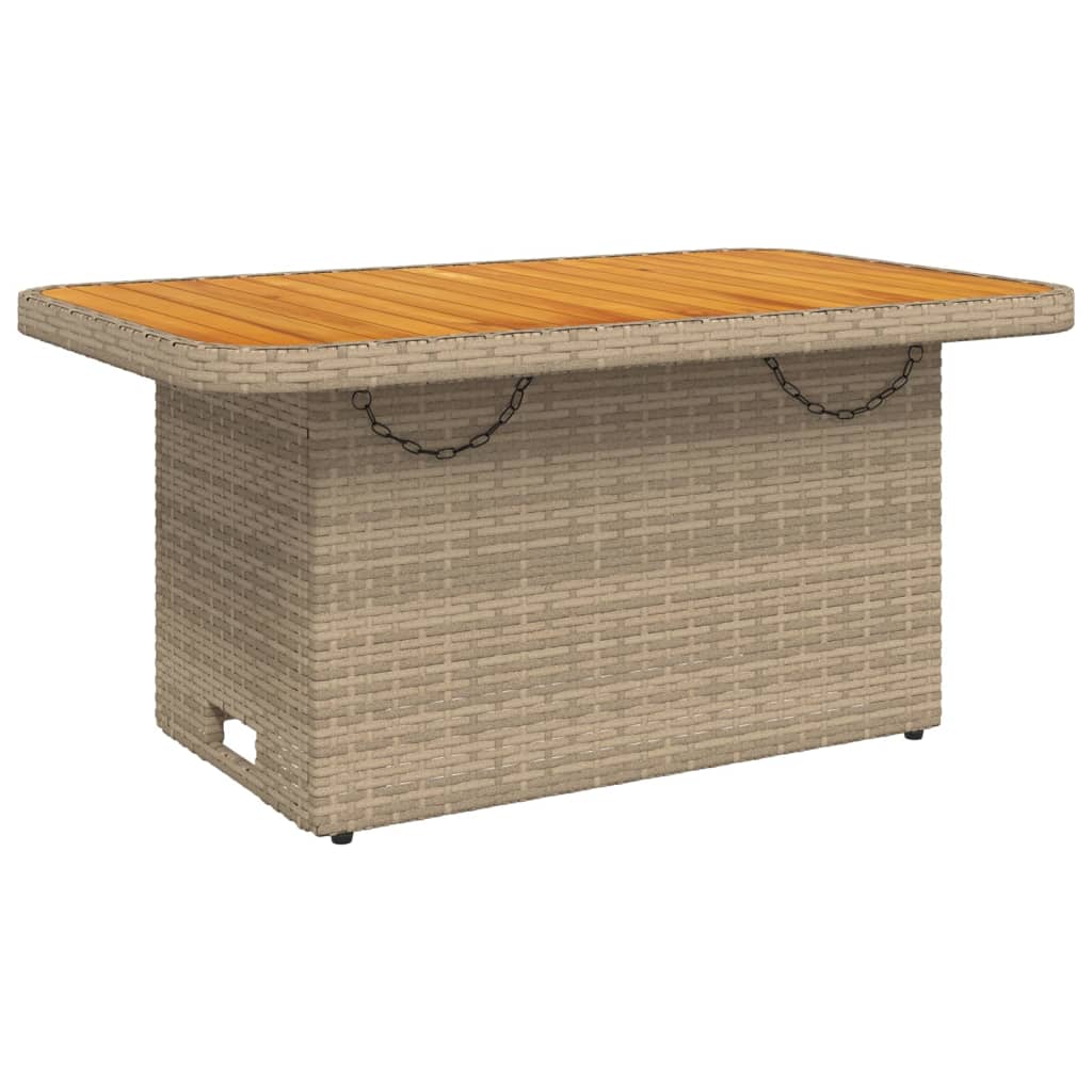 Table de jardin 80x80x71 cm poly rotin et bois d'acacia