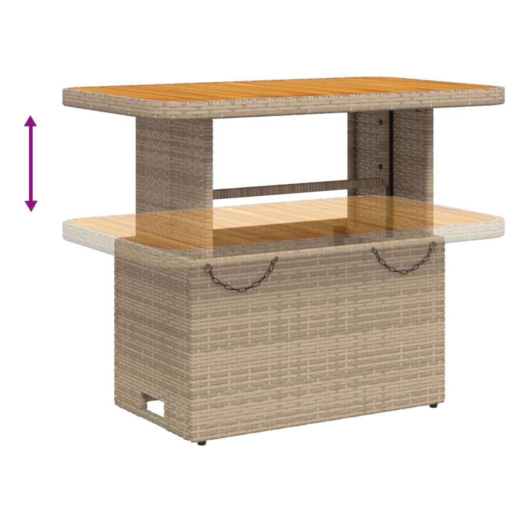 Table de jardin 80x80x71 cm poly rotin et bois d'acacia