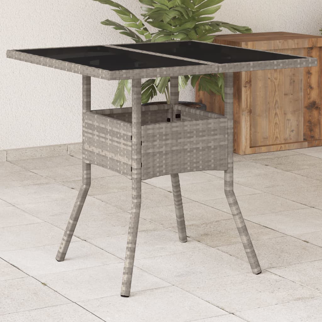 Tuintafel met acaciahouten blad 80x80x75 cm poly rattan