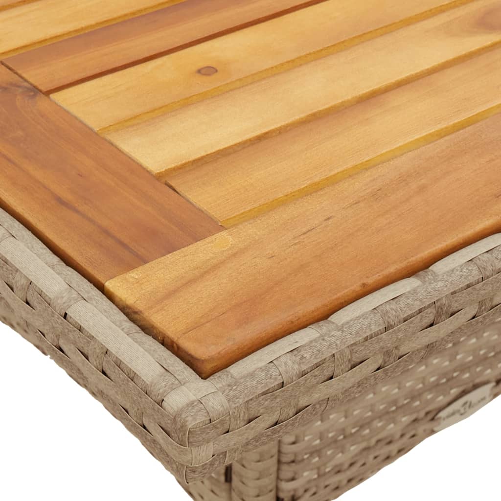 Tuintafel met acaciahouten blad 80x80x75 cm poly rattan