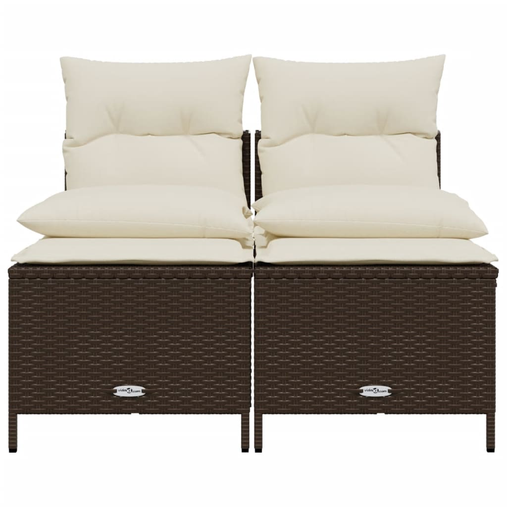 4-delige Loungeset met kussens poly rattan zwart