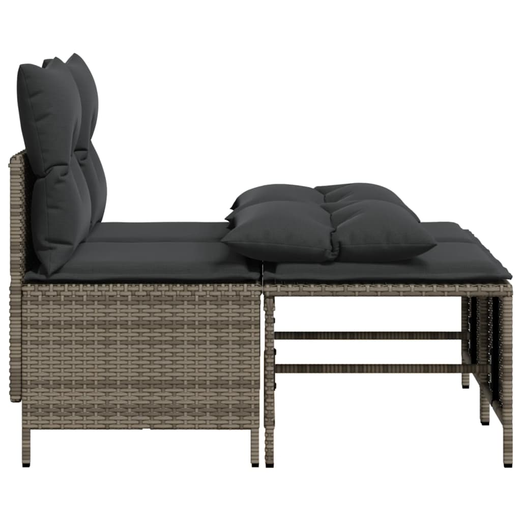 4-delige Loungeset met kussens poly rattan zwart