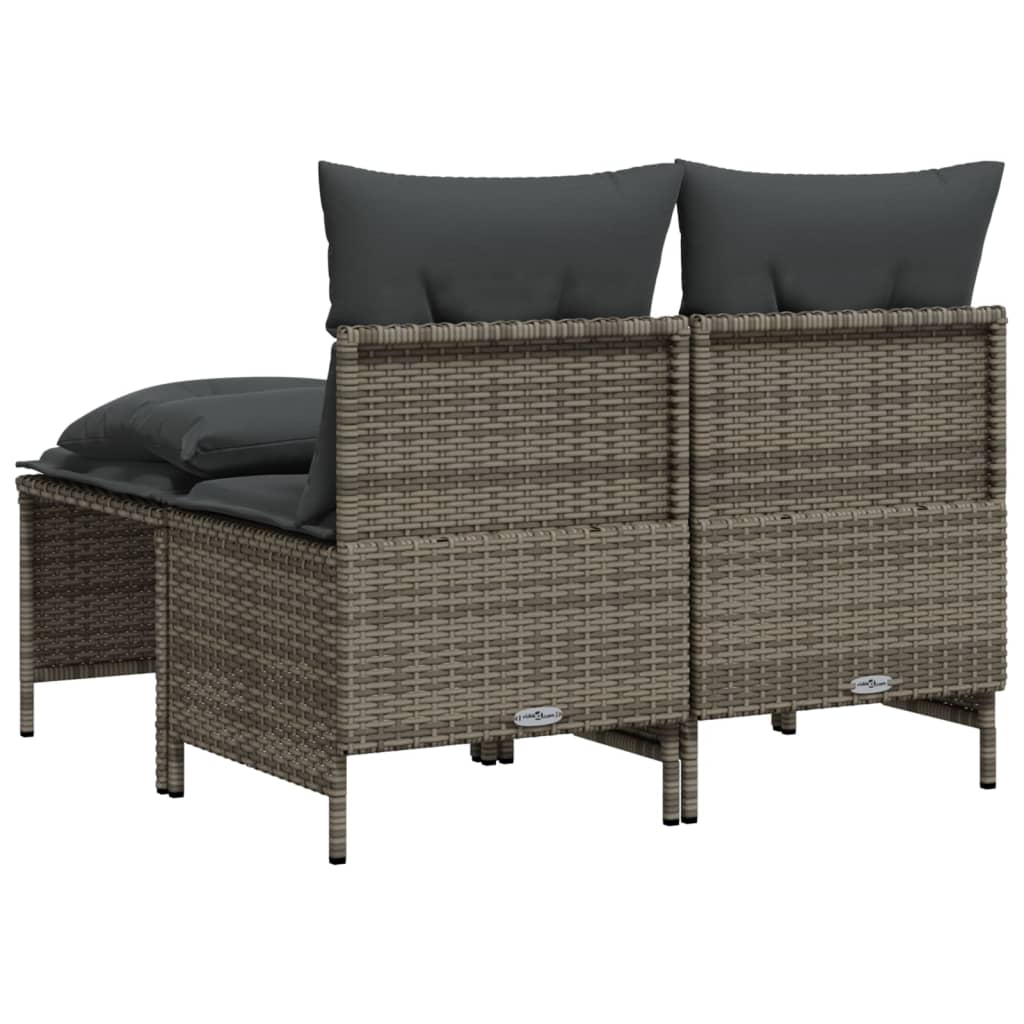 4-delige Loungeset met kussens poly rattan zwart