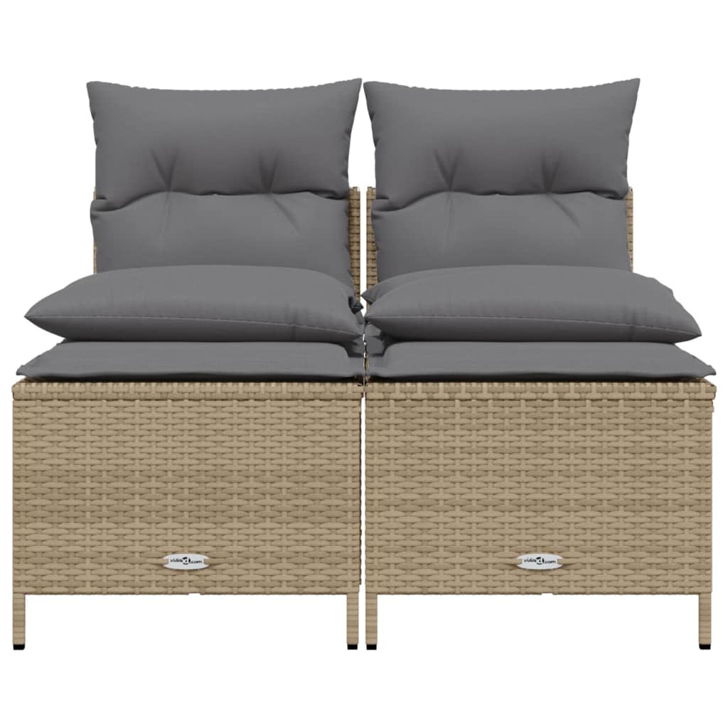 4-delige Loungeset met kussens poly rattan zwart