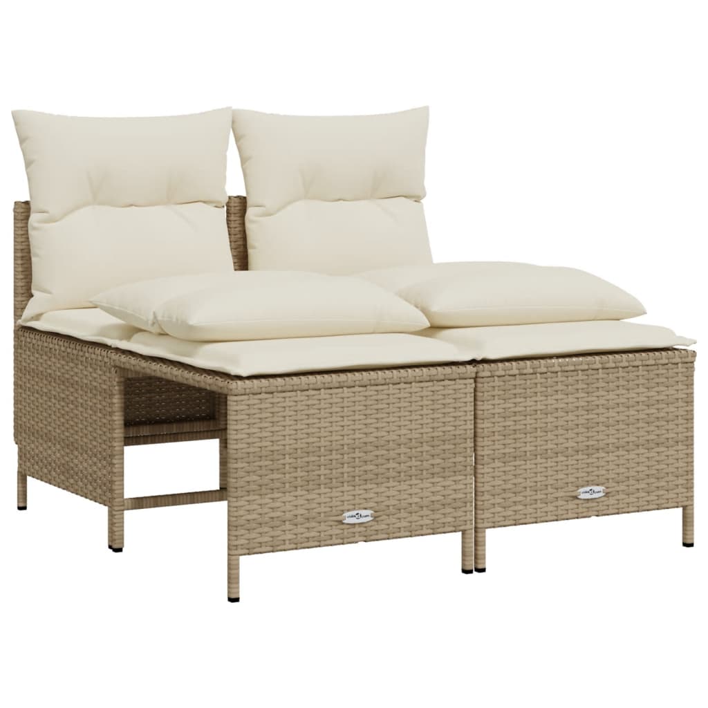 4-delige Loungeset met kussens poly rattan zwart