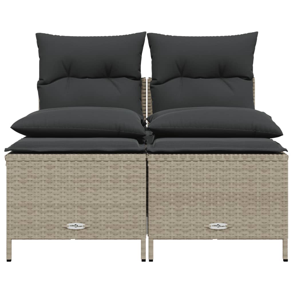 4-delige Loungeset met kussens poly rattan zwart