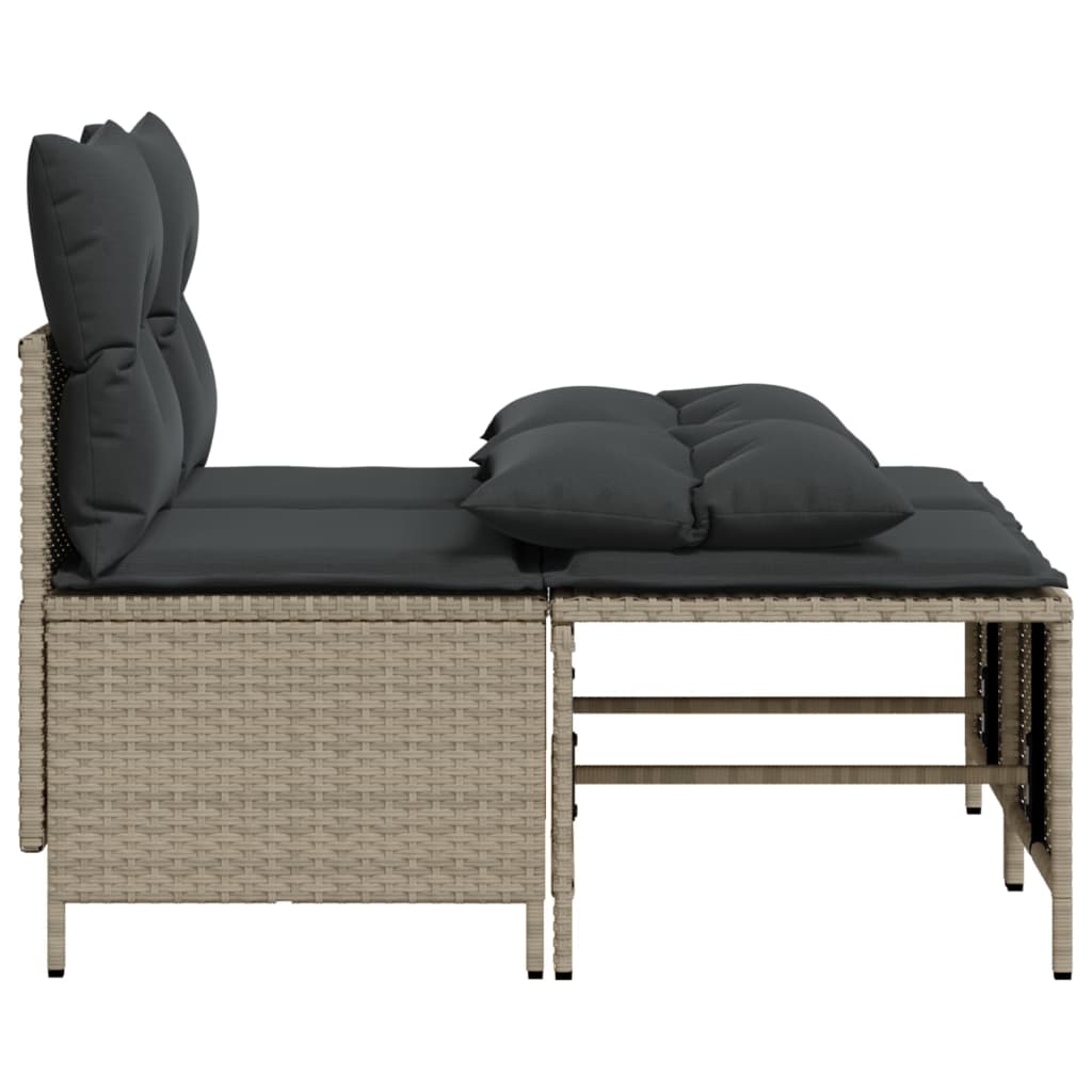 4-delige Loungeset met kussens poly rattan zwart