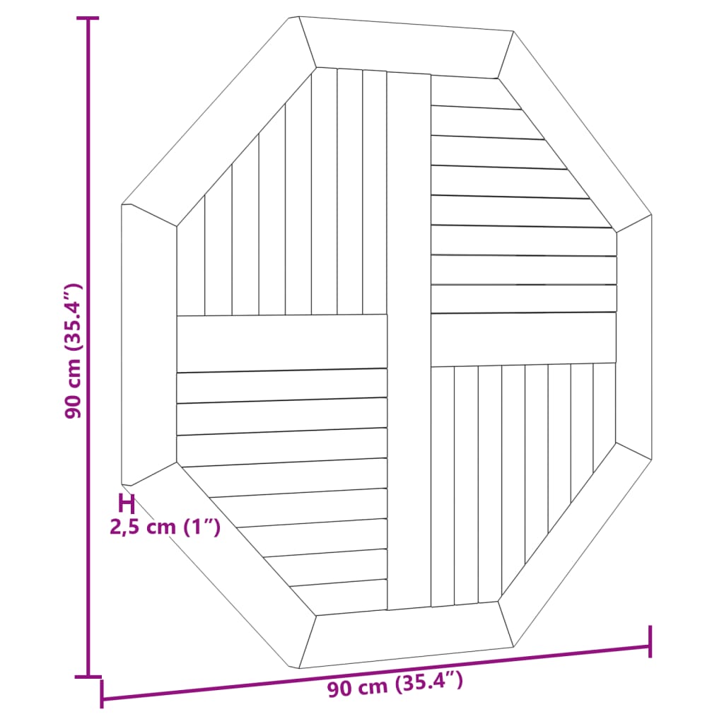 Tafelblad rond 2,5 cm 70 cm massief teakhout