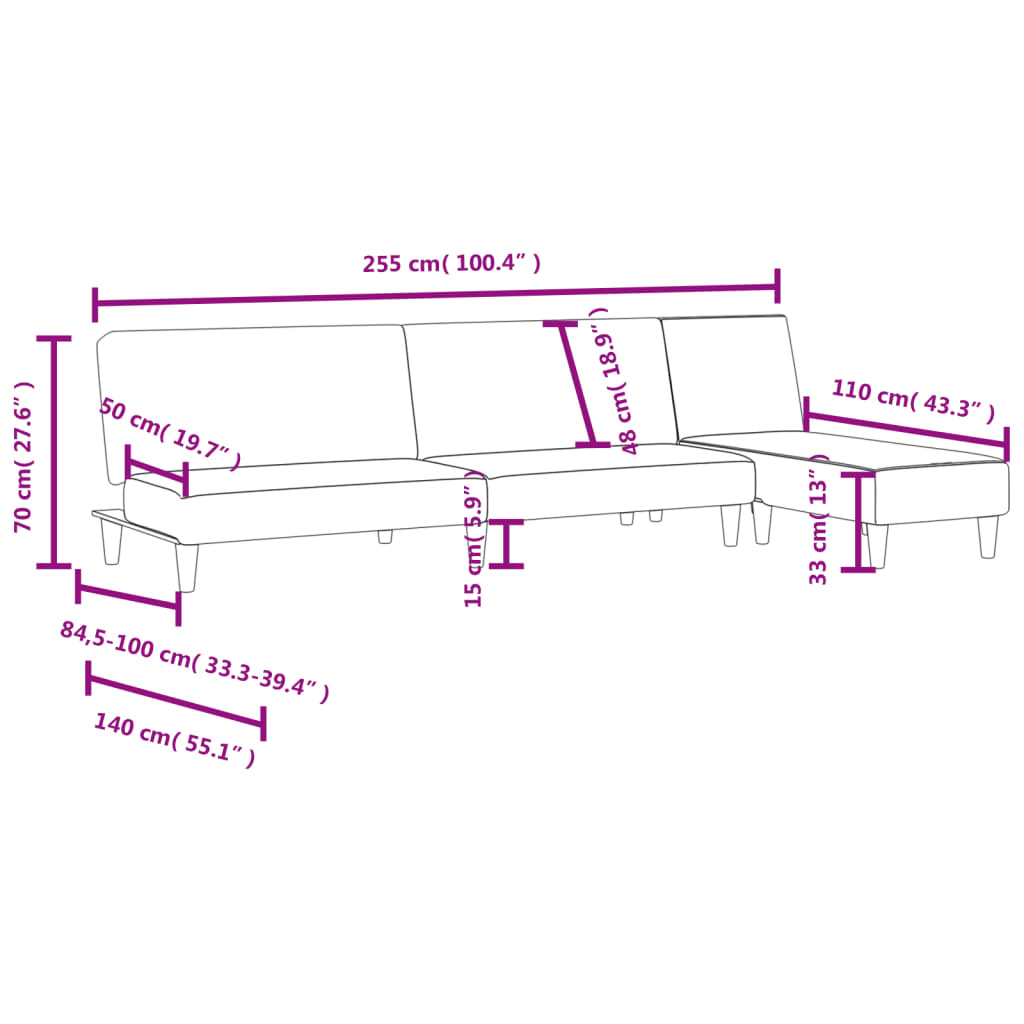 2-delige Loungeset stof donkergrijs