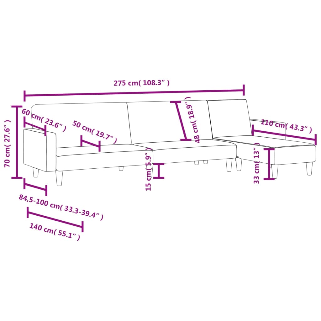 2-delige Loungeset stof donkergrijs