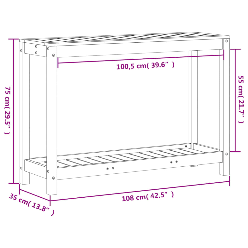 Oppottafel met schap 82,5x50x75 cm geïmpregneerd grenenhout