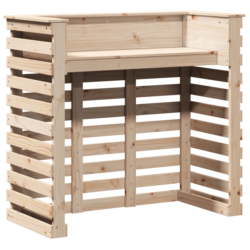 Tuinbartafel met dak 112,5x57x195,5 cm massief hout