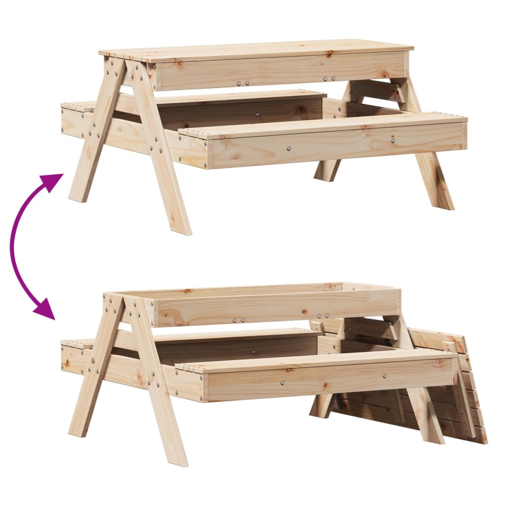 Picknicktafel met zandbak voor kinderen massief grenenhout