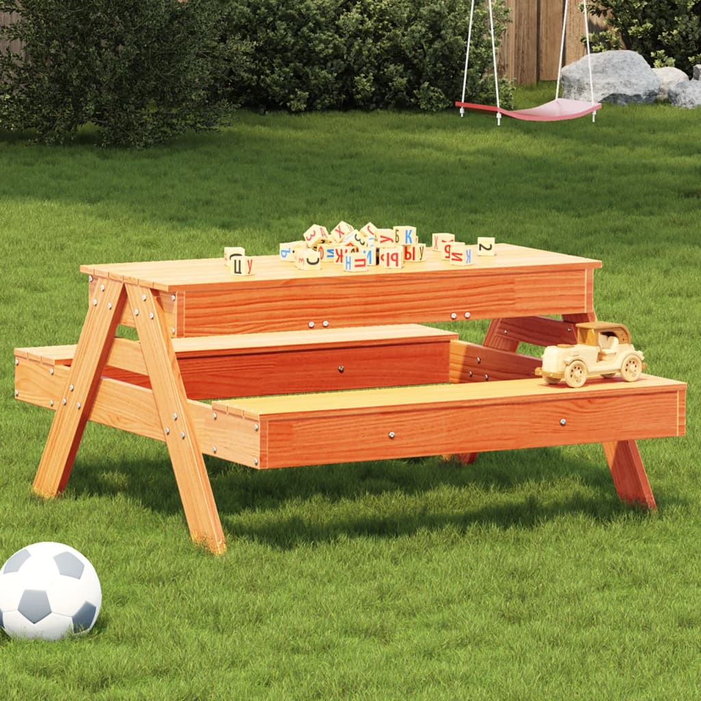 Picknicktafel met zandbak voor kinderen massief grenenhout