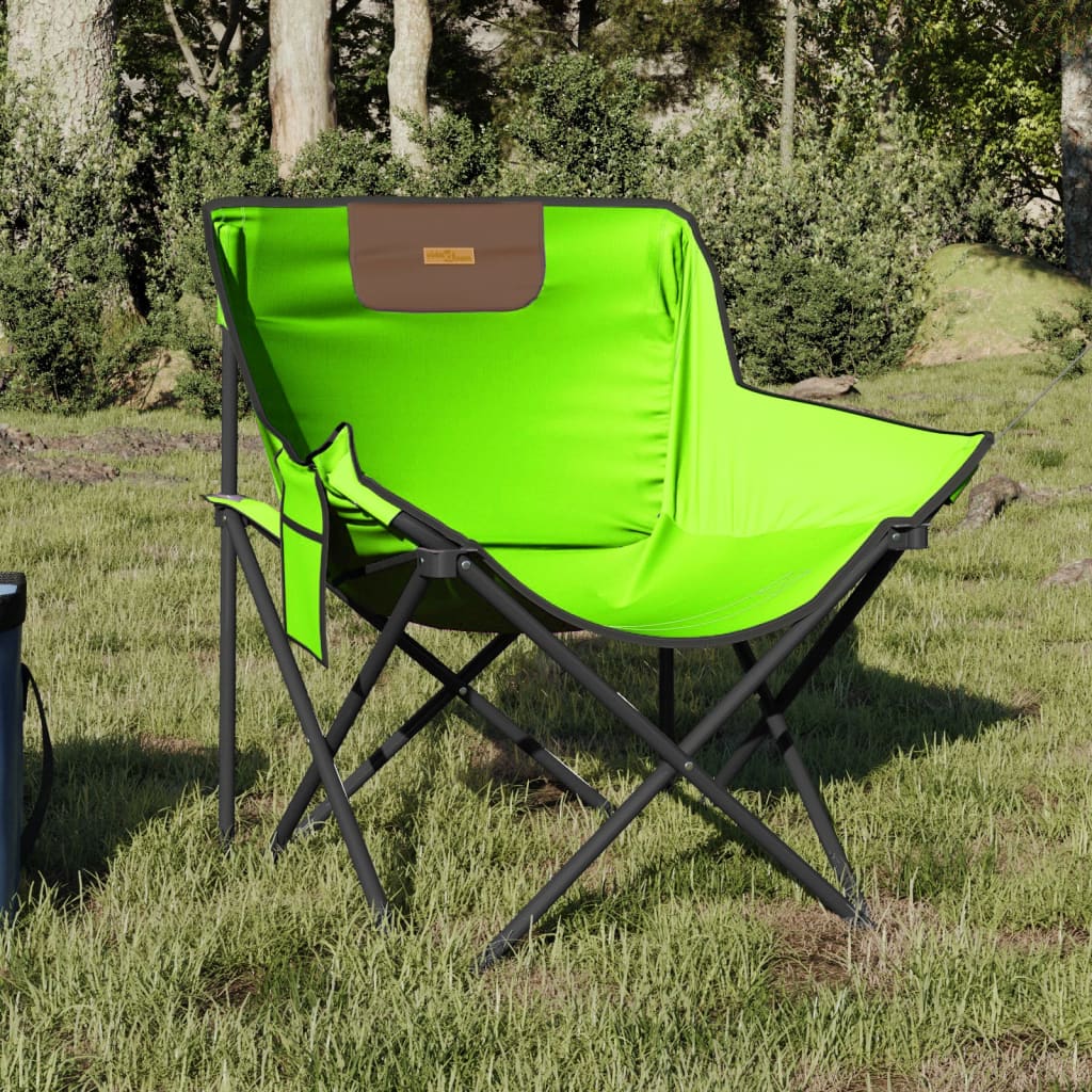 Campingstoelen 2 st met vakje inklapbaar bruin