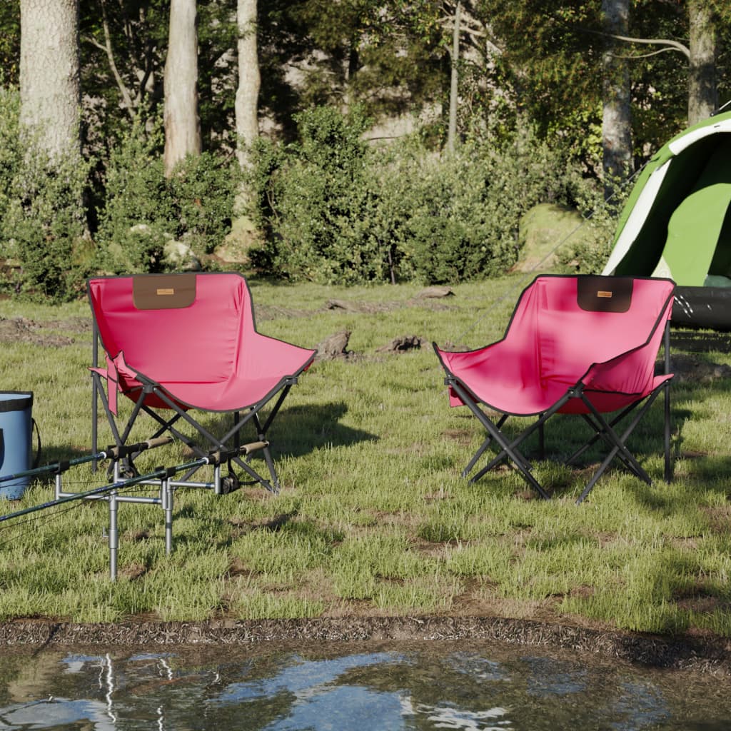 Campingstoelen 2 st met vakje inklapbaar bruin