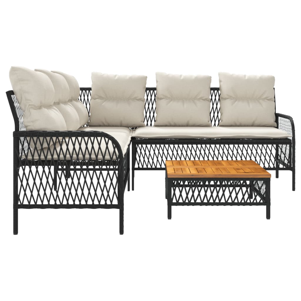 2-delige Loungeset met kussens poly rattan beige