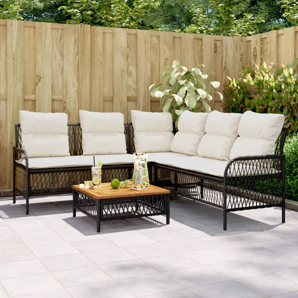 2-delige Loungeset met kussens poly rattan beige