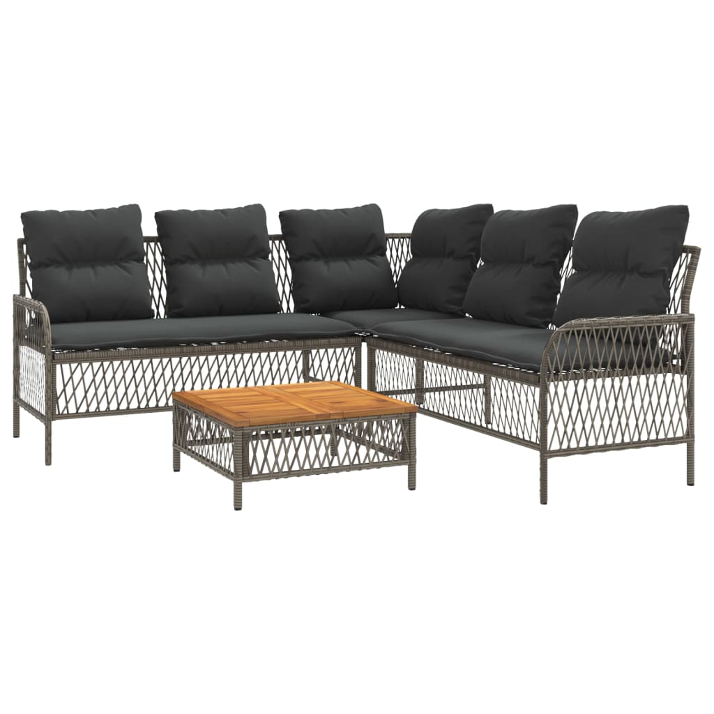 2-delige Loungeset met kussens poly rattan beige