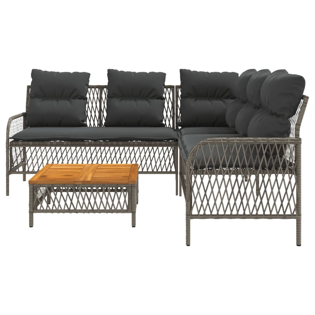 2-delige Loungeset met kussens poly rattan beige