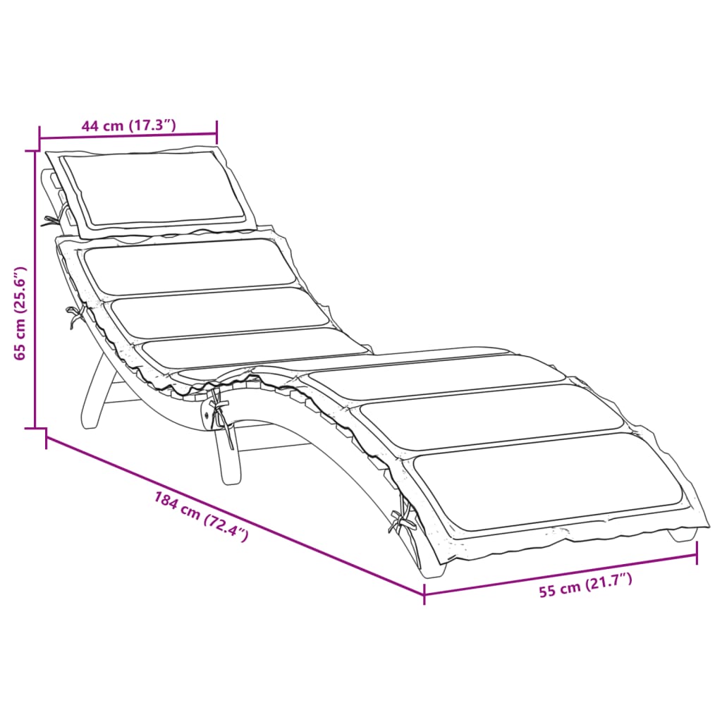 Bain de soleil avec coussin en bois d'acacia massif