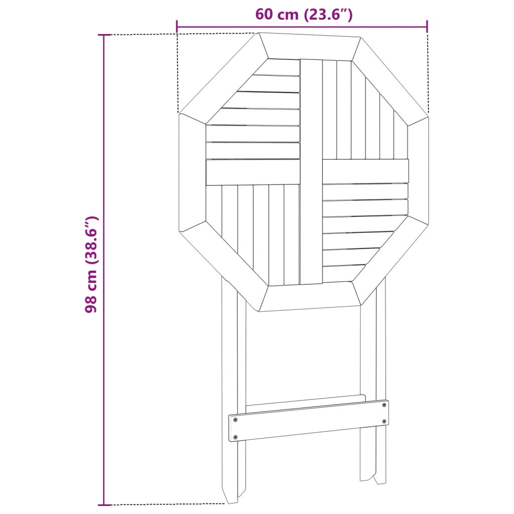 Tuintafel inklapbaar Ø60x75 cm massief acaciahout