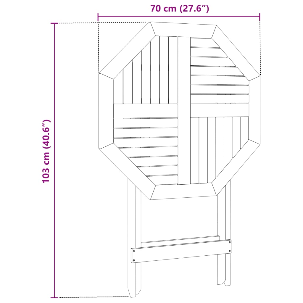 Tuintafel inklapbaar Ø60x75 cm massief acaciahout