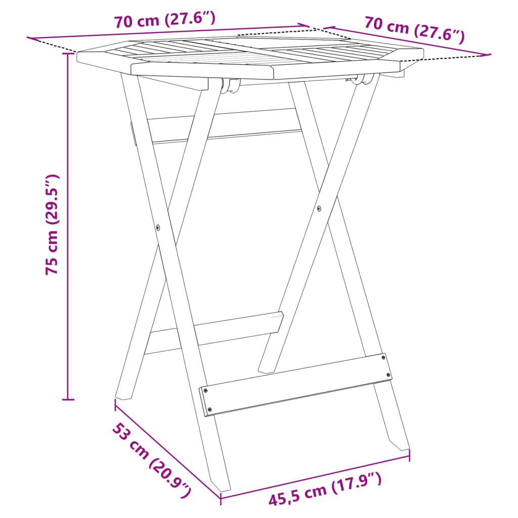 Tuintafel inklapbaar Ø60x75 cm massief acaciahout