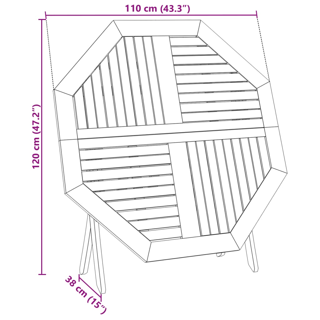 Tuintafel inklapbaar Ø60x75 cm massief acaciahout