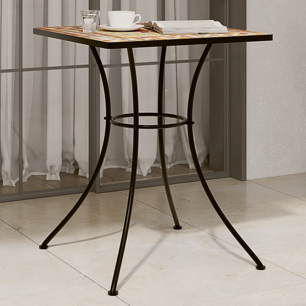 Table bistro mosaïque 60 cm céramique couleur terre cuite