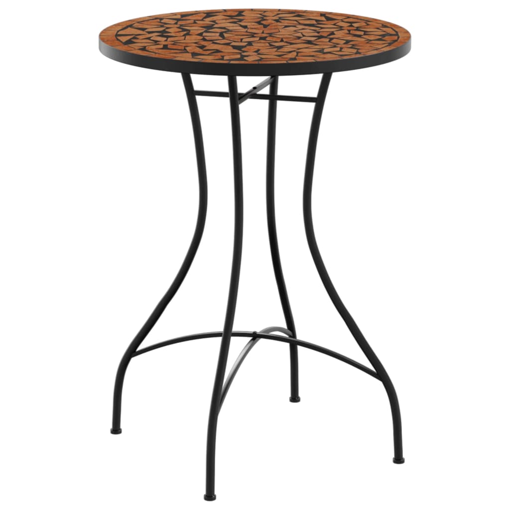 Table bistro mosaïque 60 cm céramique couleur terre cuite