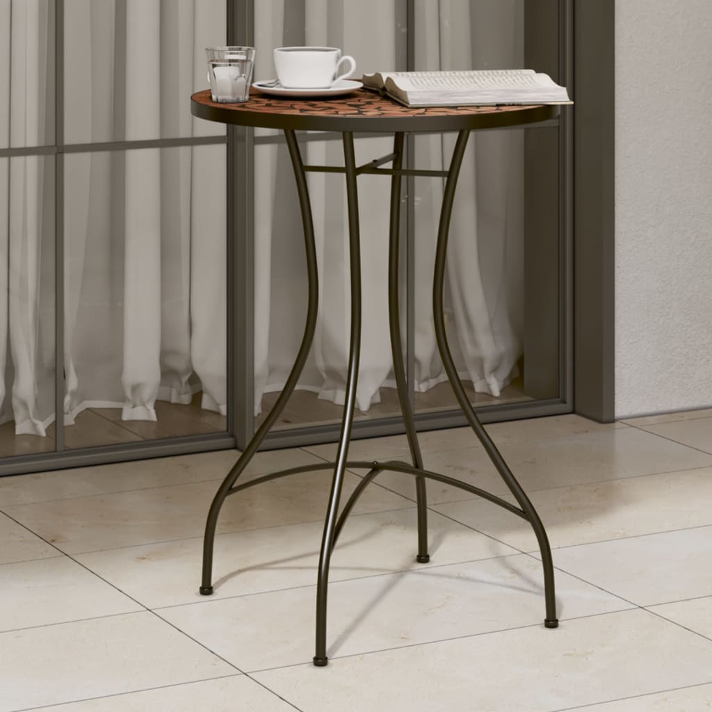 Table bistro mosaïque 60 cm céramique couleur terre cuite