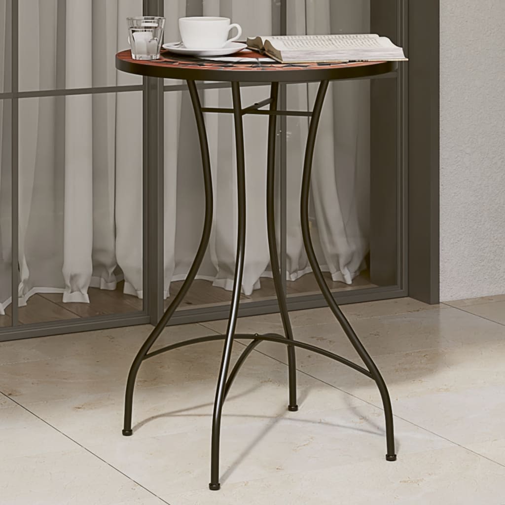 Table bistro mosaïque 60 cm céramique couleur terre cuite