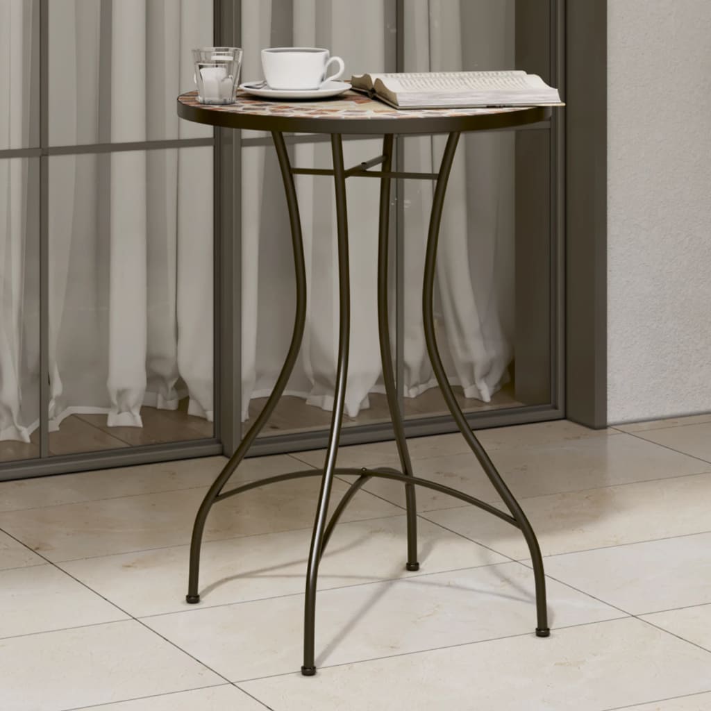 Table bistro mosaïque 60 cm céramique couleur terre cuite