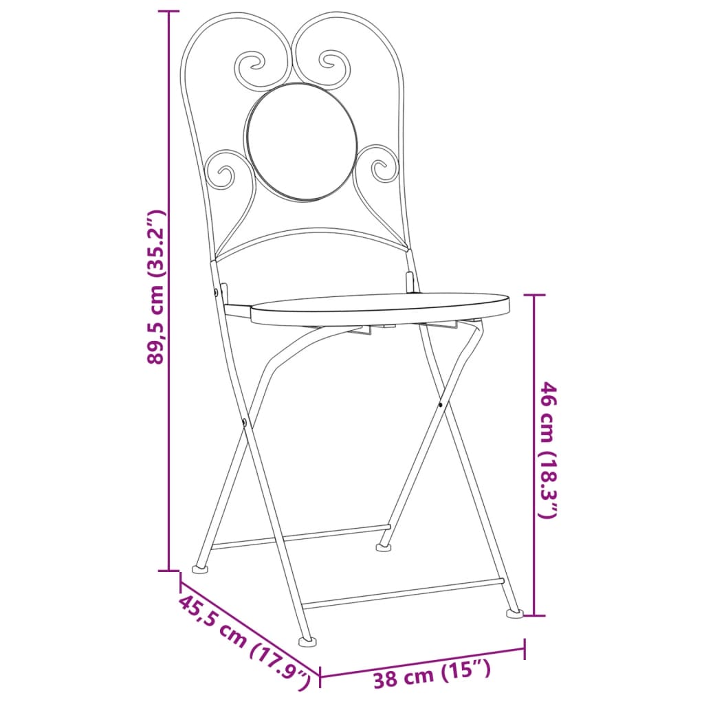 Bistrostoelen 2 st inklapbaar keramiek