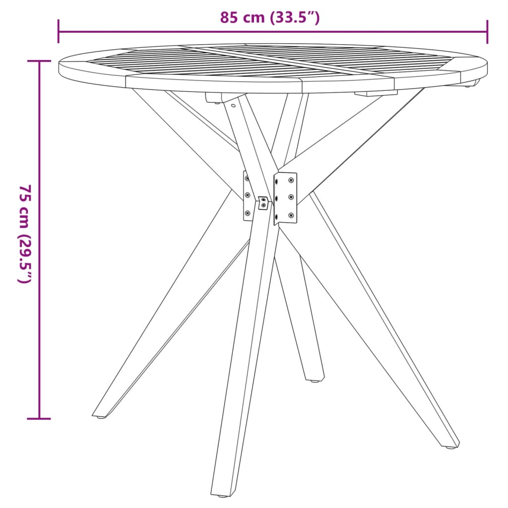 Tuintafel rond Ø85x75 cm massief acaciahout