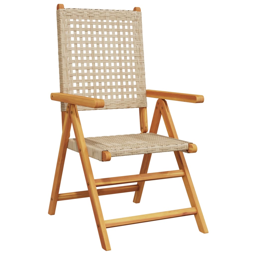 Tuinstoelen 6 st verstelbaar poly rattan en massief hout