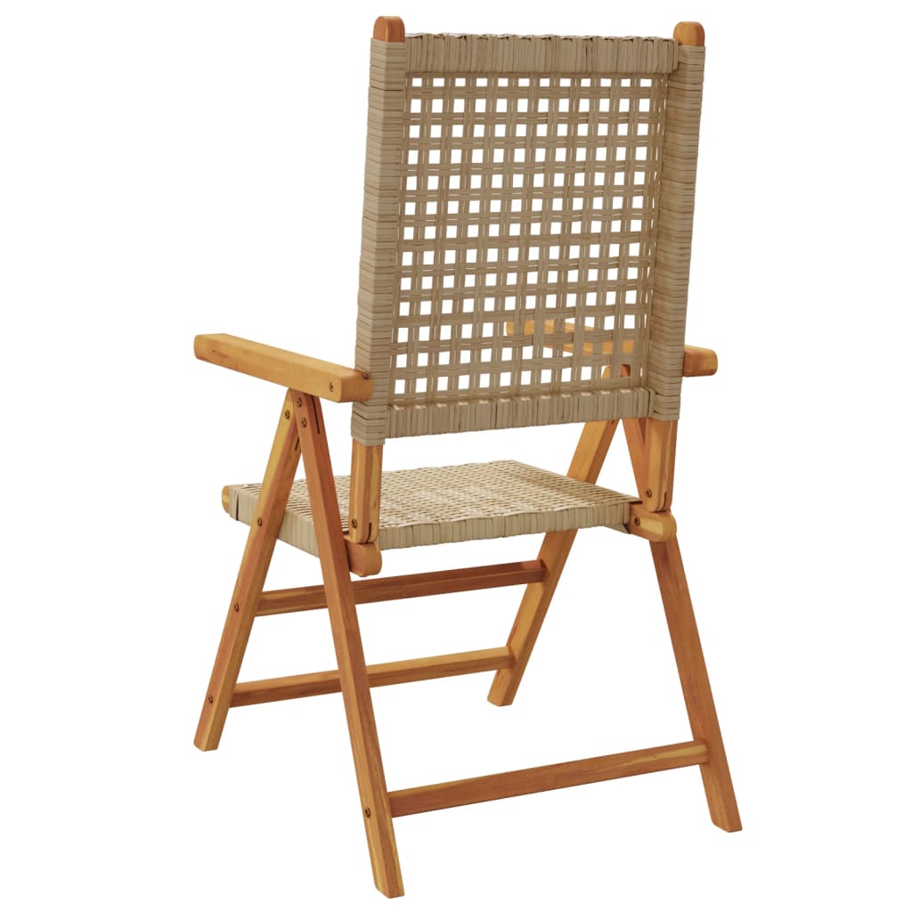 Tuinstoelen 6 st verstelbaar poly rattan en massief hout