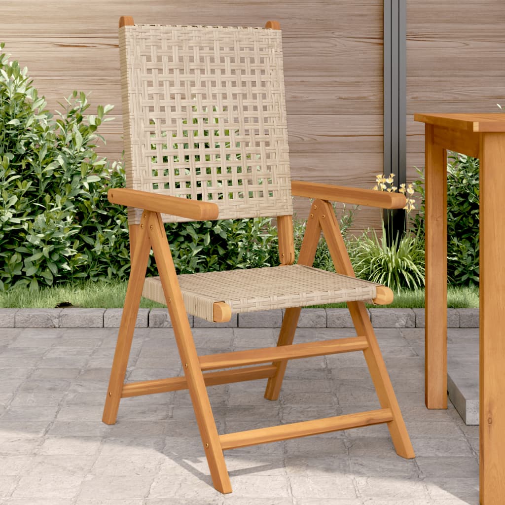 Tuinstoelen 6 st verstelbaar poly rattan en massief hout